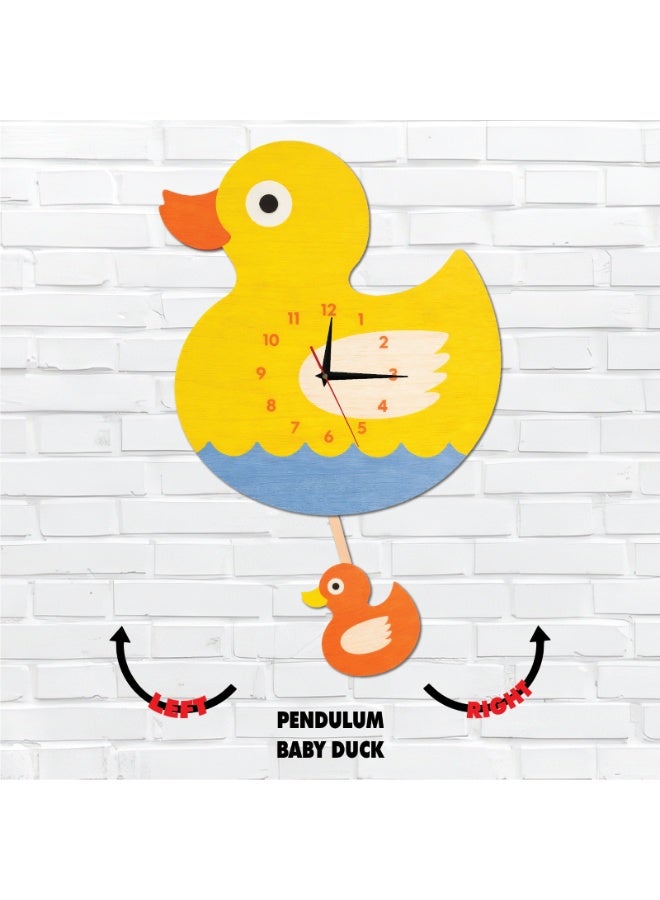A high-quality, elegantly designed, duck-shaped pendulum wall clock with cheerful colors and a quiet movement; easy to install and suitable for various uses and decors. - Image 1